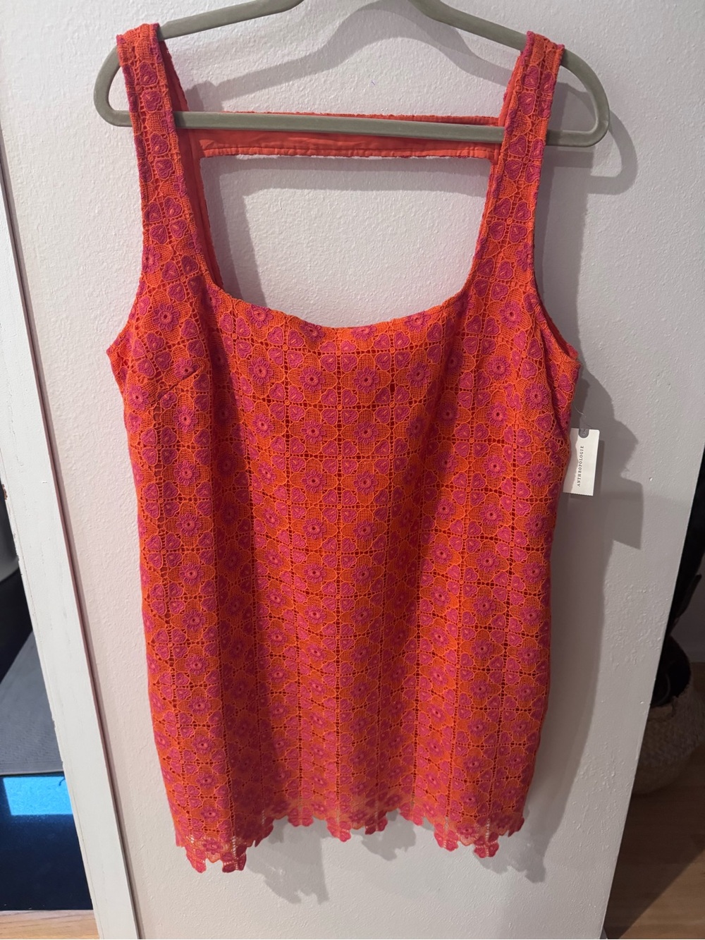 Maeve Hot Pink and Orange Lace Mini Dress